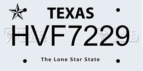 HVF7229 Texas License Plate