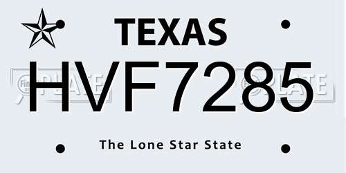 HVF7285 Texas License Plate