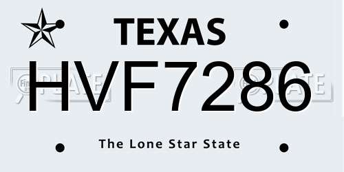 HVF7286 Texas License Plate