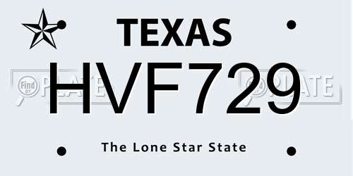 HVF729 Texas License Plate