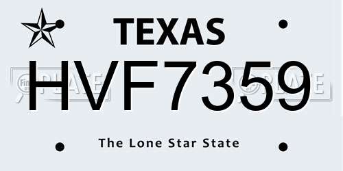 HVF7359 Texas License Plate