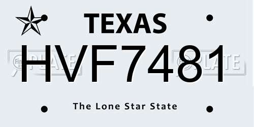 HVF7481 Texas License Plate
