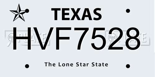 HVF7528 Texas License Plate