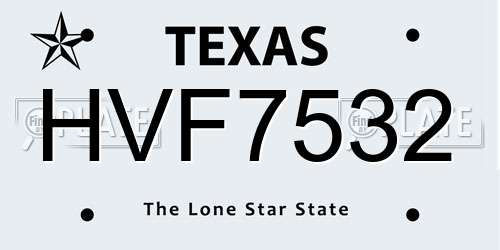 HVF7532 Texas License Plate