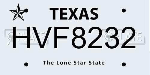 HVF8232 Texas License Plate