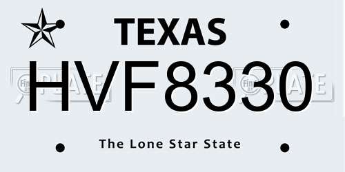 HVF8330 Texas License Plate