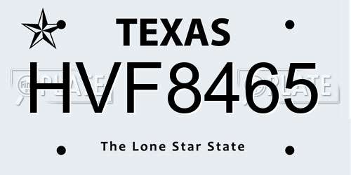 HVF8465 Texas License Plate