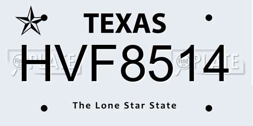 HVF8514 Texas License Plate