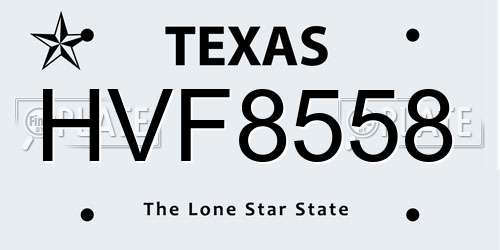 HVF8558 Texas License Plate
