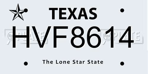 HVF8614 Texas License Plate