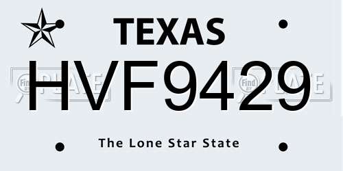 HVF9429 Texas License Plate