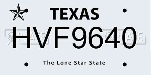 HVF9640 Texas License Plate