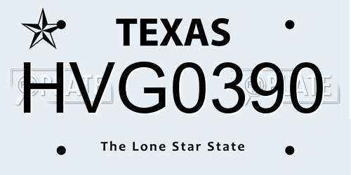 HVG0390 Texas License Plate