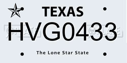 HVG0433 Texas License Plate