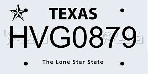 HVG0879 Texas License Plate