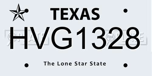 HVG1328 Texas License Plate