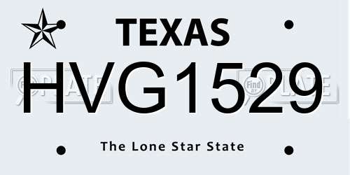 HVG1529 Texas License Plate
