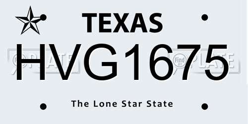 HVG1675 Texas License Plate