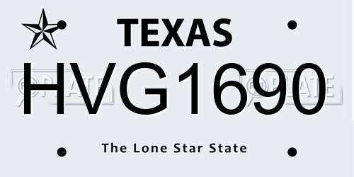 HVG1690 Texas License Plate