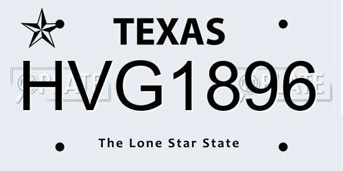 HVG1896 Texas License Plate