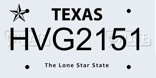 HVG2151 Texas License Plate