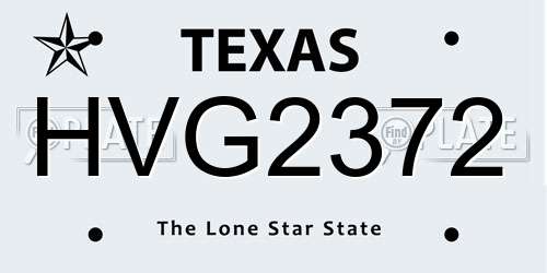 HVG2372 Texas License Plate