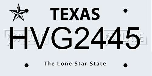 HVG2445 Texas License Plate
