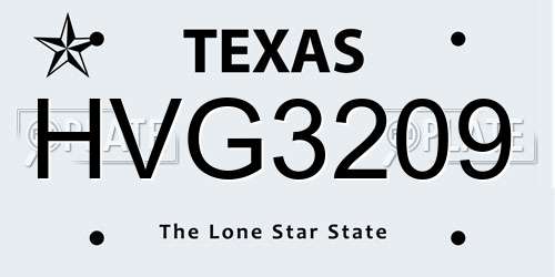 HVG3209 Texas License Plate