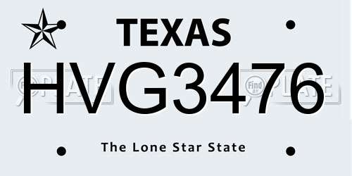 HVG3476 Texas License Plate