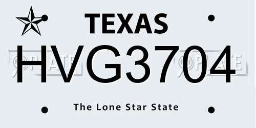 HVG3704 Texas License Plate