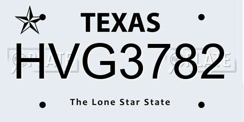 HVG3782 Texas License Plate