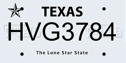 HVG3784 Texas License Plate
