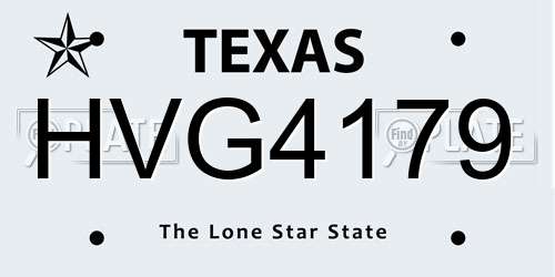 HVG4179 Texas License Plate