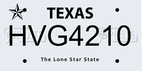 HVG4210 Texas License Plate