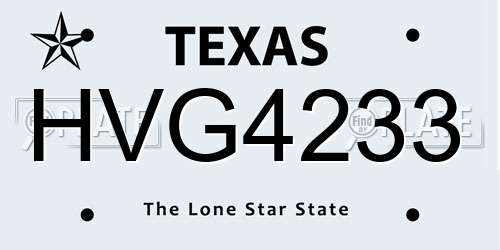 HVG4233 Texas License Plate