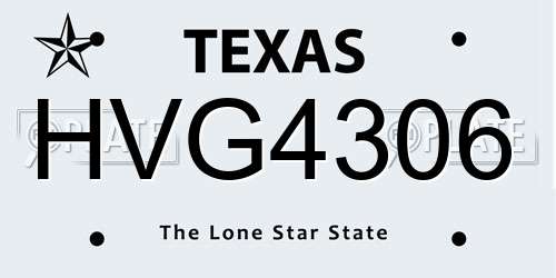 HVG4306 Texas License Plate