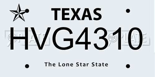 HVG4310 Texas License Plate