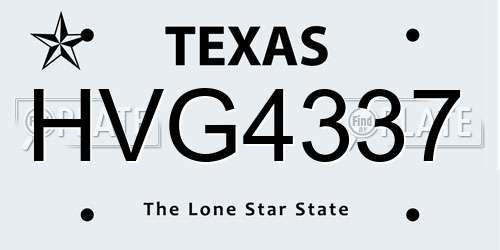 HVG4337 Texas License Plate