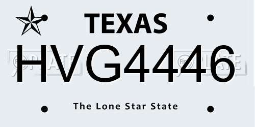HVG4446 Texas License Plate