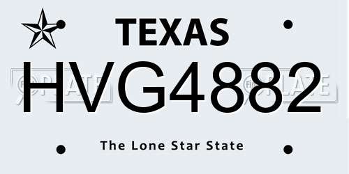 HVG4882 Texas License Plate