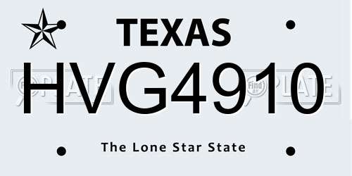 HVG4910 Texas License Plate