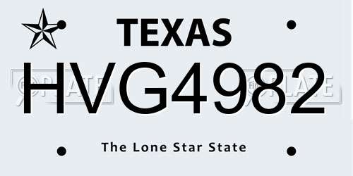 HVG4982 Texas License Plate