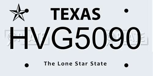 HVG5090 Texas License Plate