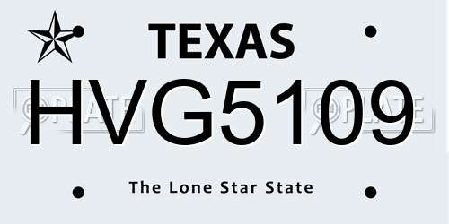 HVG5109 Texas License Plate