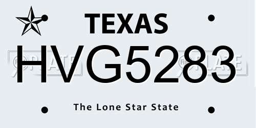 HVG5283 Texas License Plate