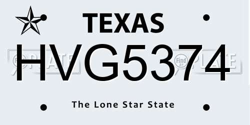 HVG5374 Texas License Plate