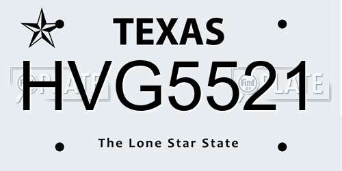 HVG5521 Texas License Plate