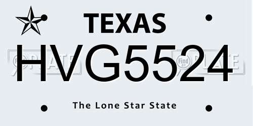 HVG5524 Texas License Plate