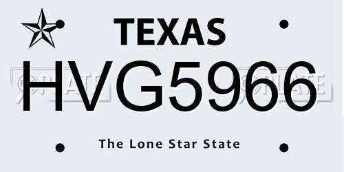 HVG5966 Texas License Plate