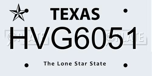 HVG6051 Texas License Plate